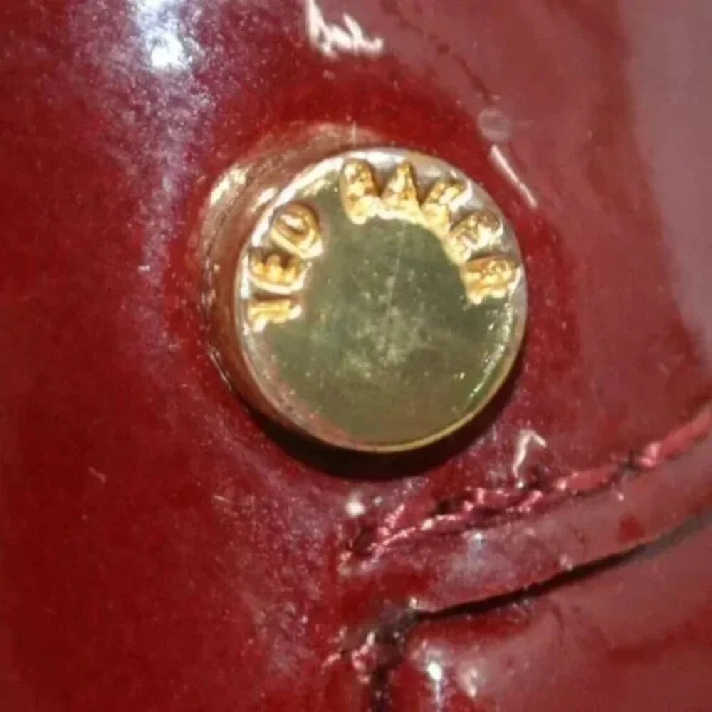 Ted Baker Cranberry Red Patent Leather Gold Dress Christmas Heels Pumps 40 9.5 - Picture 11 of 16